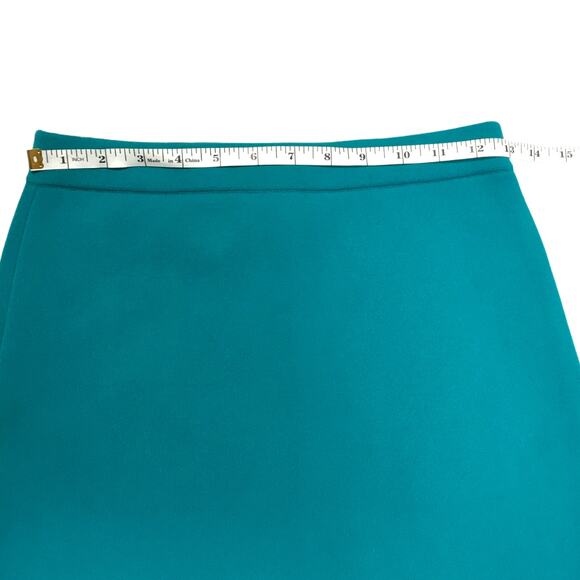 Tibi Skirt Asymmetrical Ribbed Midi Jacquard Neoprene Teal Thick Knit Women's XS - Picture 5 of 15